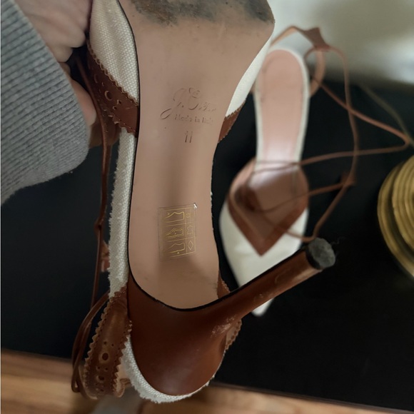 J. Crew White and Brown Ankle Strap Heels - Picture 6 of 7